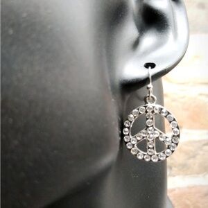 Silver Peace Sign Earrings